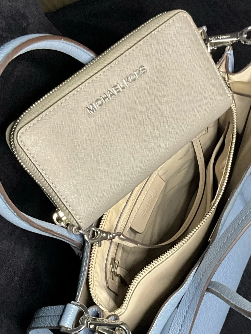 Michael Kors Gray Zip-Around Wallet with Interior Card Slots